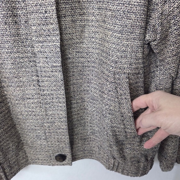 Doncaster Silk Tweed Bomber Jacket Women's Medium Button Front Stand Collar - Picture 10 of 11